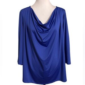 EVRI Royal Blue Draped Neck Tunic